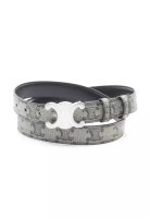 Celine Pre-Loved Celine Medium 25MM Triomphe belt PVC ivory black