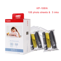 Original KP-108IN 4*6 inch 100*148mm Photo Paper with 3 Ink Cartridge for Canon Portable Photo Printer CP800 CP910 CP1200 CP1300