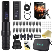 T-Rex Ambition Professional Wireless Tattoo Machine Kit Pen With Portable Power Coreless Motor Digital LED Display For Body Art
