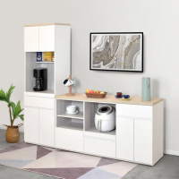 【WAKUHOME 瓦酷家具】Molly簡約韓系風5尺餐櫃+2尺電器櫃 B001-M502+M503