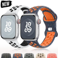 Original Sport Strap for Apple Watch Band Ultra 2 49mm 45mm 44mm 42mm 38mm Colored Particles Rubber Band for IWatch 9 8 7 6 5 SE