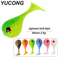 YUCONG 6PCS Jighead Soft Baits 45mm-3.5g Silicone Fishing Lures Rubber Vivid Swimbait Crankbait Wobblers Bass Micro Isca Pesca