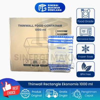 Thinwall/Kotak Makan Plastik Rectangle/Persegi Ekonomis 1000 ml (Dus)