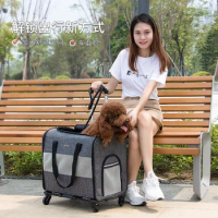 Pet Trolley Travel Portable Kitten Cage Dog Backpack Large Capacity Carry Puppy Carrier Breathable Outdoor Cat Bag