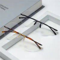 Round Frame Anti-UV Blue Rays Glasses Ultralight Diamond Cut Rimless Computer Goggles High-definition Eyeglasses Women Men