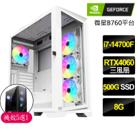 【NVIDIA】i7二十核Geforce RTX4060{一意孤行}電競電腦(i7-14700F/B760/8G/500GB)