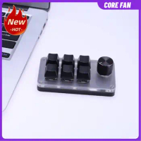 6 Key 1 Knob Programming Macro Custom Knob Keyboard Bluetooth-Compatible/Wired RGB Mini Mechanical BT Keyboard for Office Gaming