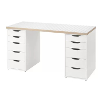 LAGKAPTEN/ALEX 書桌/工作桌, 白色 碳黑色/白色, 140x60 公分