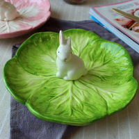景德鎮陶瓷 高溫釉下彩日式可愛卡通動物兔子點心水果盤餐盤擺盤