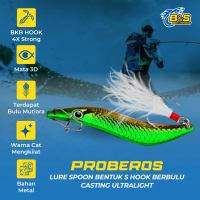 PROBEROS Umpan Pancing Lure Spoon Bentuk S Hook Berbulu 7G/10G/14G/20G Lure Casting Ultralight MJ112