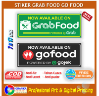 Sticker grab food panjang go food makanan online stiker identitas usaha restoran kedai gerobak dll