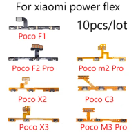 10pcs/lot Power On Off Volume Side Button Key Flex Cable For Xiaomi Pocophone Poco F1 F3 F2 Pro X2 X3 NFC GT C3 M2 M3 Pro