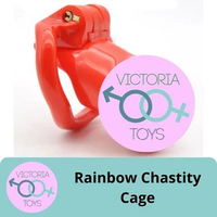 Rainbow Chastity Cage Lock A Cock Merah