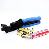-5-7-9 Compression Tongs Connector RG6 RG11 Crimping Tool + Booster +10 Extruding Head Set Top Box