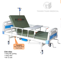 Giường bệnh nhân 2 Tay Quay Có Bô Vệ sinh Lucass GB-C43 (GB-T43) - Thương Hiệu Mỹ, BH chính hãng 1 n