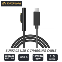 Surface to USB C PD Charging Cable 15V/3A 45W Compatible Surface Pro 7/6/5/4/3 Surface Laptop 3/2/1