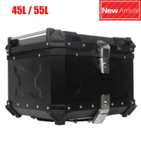 45L 55L Universal Motorcycle Rear Luggage Trunk Moto Top Case Tool Box Helmet Topbox Travel Storage Toolbox Aluminum Waterproof