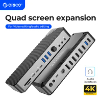 ORICO USB C Docking Station Type C to 8K30Hz DP HDMI-Com 5 Different Display RJ45 PD 22 in 1 Mult Audio 10Gbps HUB for Desktop