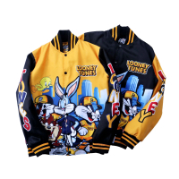 JAKET VARSITY LOONEY TUNES Pria Wanita Keren Nyaman Panjang Santai Baseball Sporty Vintage