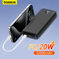 Baseus Airpow 20W Fast Charge Power Bank 10000mAh 20000mAh Powerbank Portable External Battery for iPhone 15 14 13 12 Pro Xiaomi