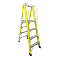 4 steps 3 steps Portable Industrial Fiberglass Platform Step Ladder Foldable Stair For Warehouse With Guardrail
