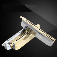 Professional QiMei Chromatic Harmonica 16 Holes 64 Tones Gold Black Sliver Laser Proceeded Woodwind Musical Instrument QM1664