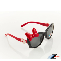 【Z-POLS】兒童專用黑紅蝴蝶結配色矽膠軟質彈性壓不壞 Polarized寶麗來偏光太陽眼鏡(偏光抗紫外線UV400)