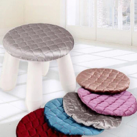Velvet Soft Round Stool Cover Dining Chair Cover Bar Seat Case Seat Slipcover Solid Color Elastic Thicken Stretchable Round Pad
