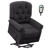 Costway Power Lift Recliner Chair Sofa for Elderly w/ Side Pocket &amp; Remote Control Black