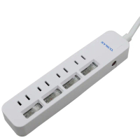 【SYNCO 新格牌】2孔4開4插轉接電源1.8M延長線(SY-424L6-ES)