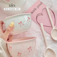 Set 2 Bát Sứ Cute Tặng Kèm 2 Thìa Hoạt Hình Dễ Thương, Cho Bé Ăn Cơm Ngon Miệng  độc  lạ