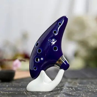 White 6/12 Hole Ocarina Collector Ceramic Hand Stand Base for Music Lovers