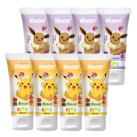 【麗奇】日本 REACH 銀座 - 寶可夢兒童含氟牙膏 8入組 - 皮卡丘蘋果/伊布葡萄(60g X 8)