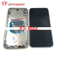 10Pcs For Iphone XS Max Battery Back Cover + Middle Frame + SIM Tray + Side Key Parts Housing Case No Flex Cable Repair Parts