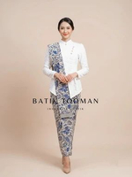 (DIJUAL TERPISAH) DIJA Navy Blue Denim Brokenwhite Cream Rok Batik Span Instan Berselendang Bahan Ka