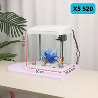 SKY - LEPET Akuarium Ikan 320/400/520/620 Tangki Ikan Mini Dengan Filter Dan Lampu Led XS-520