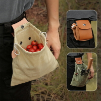 帆布收納包戶外覓食袋果子采摘袋隨身便攜折疊收納包腰包袋束口袋