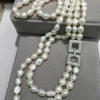 gorgeous 11-12mm baroque white pearl necklace 22"24"