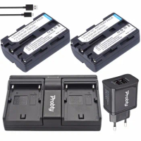2 Pcs NP-FM500H FM500H Camera Battery + USB Dual Charger +2-Port Plug For Sony A57 A65 A77 A99 A350 A550 A580 A900