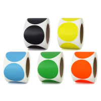 Chroma Label 1 Inch Color-Code Dot Labels Stickers 500/Roll Black,white,green,blue,orange,red,pink,yellow Stationery Stickers