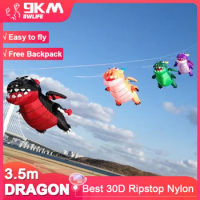 9KM 3.5m Nerd Dragon Kite Line Laundry Pendant Soft Inflatable Show Kite for Kite Festival 30D Ripstop Nylon Fabric with Bag