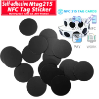 10/50/100pcs RFID NFC Ntg215 Tags Black Sticker 13.56MHz NFC 215 Adhesive Labels 25MM 504 Bytes NFC Personal Automation NFC215