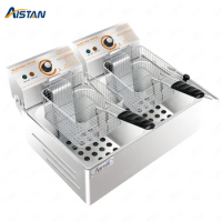 HY81/HY82 Commercial Deep Fryer Machine Electric Dual Deep Fryer Oven Stainless Steel Oil Fryer with Thermostat Baskets