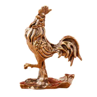 Brass Rooster Statue Collectible Tabletop Ornament Miniature Figurine for Cabinet Table Living Room Bookshelf Birthday Gift