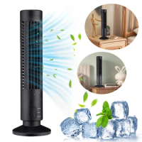 LED Tower Fan Mini Vertical Conditioner 2 Gear Speed USB Bladeless Fan Portable Stand Up Tower Fan for Living Room Bedroom