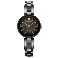 【CITIZEN 星辰】LADYS系列 黑色系璀璨漸層 光動能腕錶 手鍊式不鏽鋼錶帶(EM0804-87E)