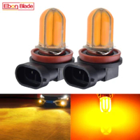 2Pcs Car LED Fog Light Bulb H8 H11 H16 JP Amber Yellow Orange Silicone Shell COB 48 SMD Auto Foglight Driving Lights Lamp 12V DC