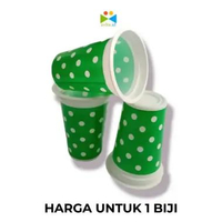 [1 BIJI] Cup Plastik 200ml / Cup Plastik Motif Polkadot / Cup Plastik Motif Bola Merah dan Bola Puti