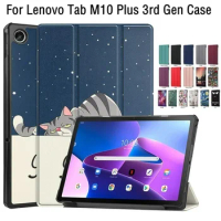 For Lenovo Tab M10 Plus 3rd Gen Tablet Case for Lenovo Tab M10 Plus 3rd Gen 10.6 TB-125FU Folding Stand Smart Cover+film+pen