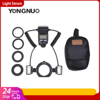 YONGNUO YN-24EX Macro Ring Flash Speedlite with 2 Flash Head 4 Adapter Rings for Canon 5D Mark II 5D Mark III 6D 7D